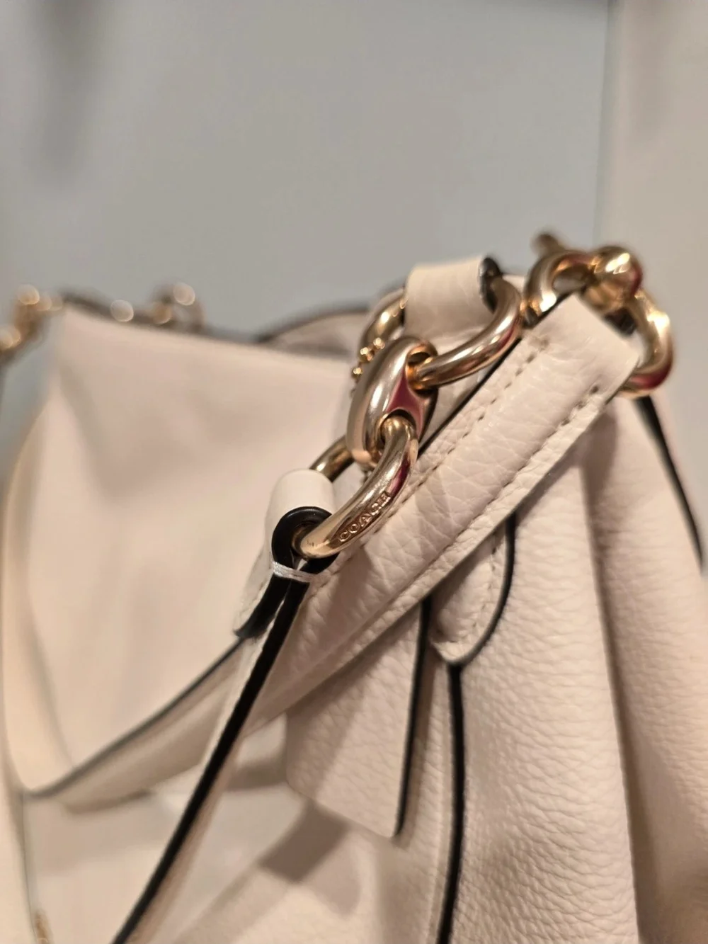 Coach Pebbled Leather Hobo Bag in Chalk